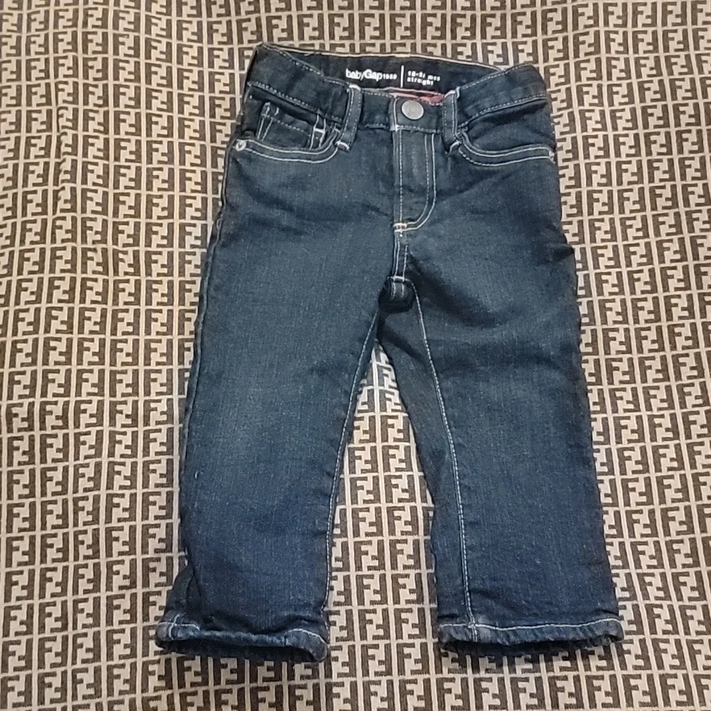 Gap Jeans Buffalo Plaid Flannel Lined Toddler Size 18- 24 months blue jeans pant
